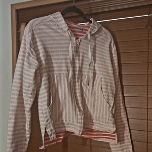 💫Columbia Pink and White Striped Utility Jacket Size Medium